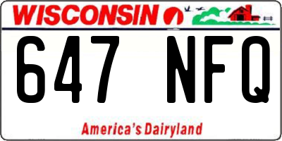 WI license plate 647NFQ