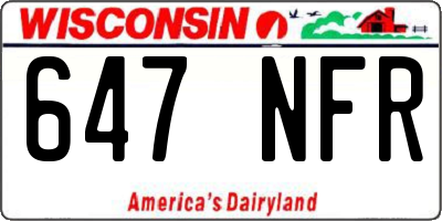 WI license plate 647NFR
