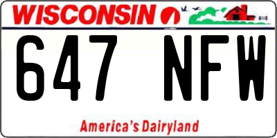 WI license plate 647NFW