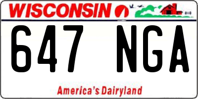 WI license plate 647NGA
