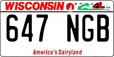 WI license plate 647NGB