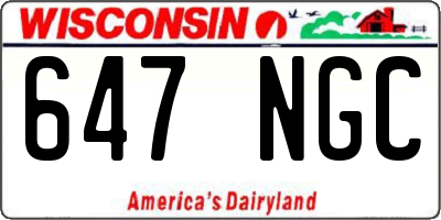 WI license plate 647NGC