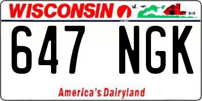 WI license plate 647NGK