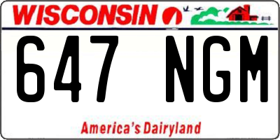 WI license plate 647NGM