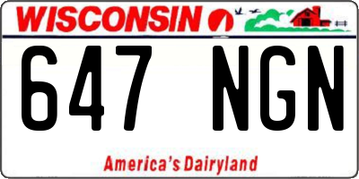 WI license plate 647NGN