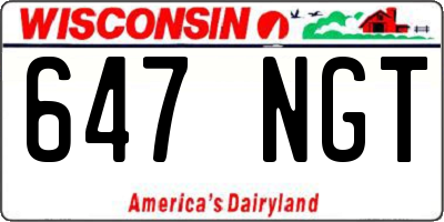WI license plate 647NGT