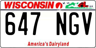 WI license plate 647NGV