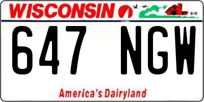 WI license plate 647NGW