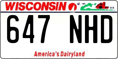 WI license plate 647NHD