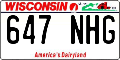 WI license plate 647NHG