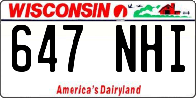 WI license plate 647NHI