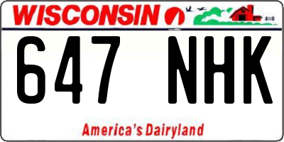 WI license plate 647NHK