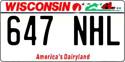 WI license plate 647NHL