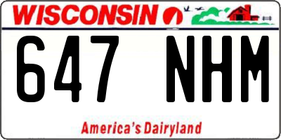 WI license plate 647NHM