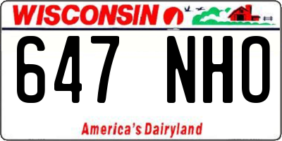 WI license plate 647NHO