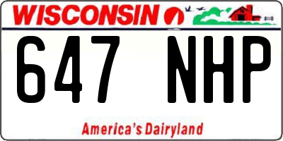 WI license plate 647NHP