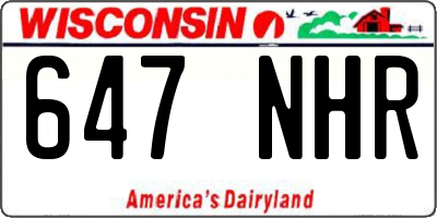 WI license plate 647NHR