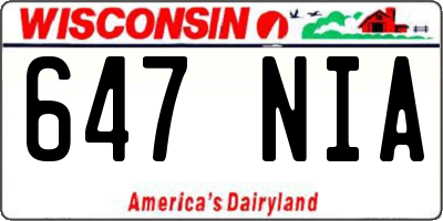 WI license plate 647NIA