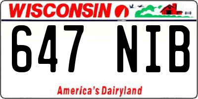 WI license plate 647NIB