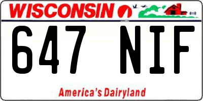 WI license plate 647NIF