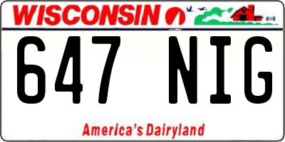 WI license plate 647NIG