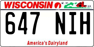 WI license plate 647NIH