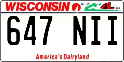 WI license plate 647NII