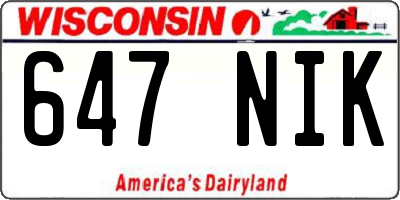 WI license plate 647NIK