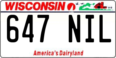 WI license plate 647NIL