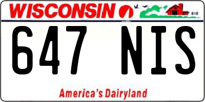 WI license plate 647NIS