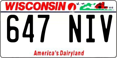 WI license plate 647NIV