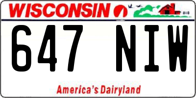 WI license plate 647NIW