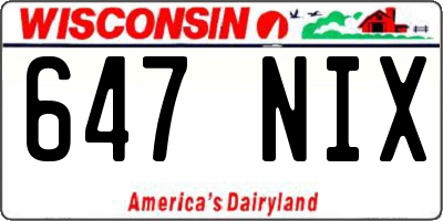 WI license plate 647NIX