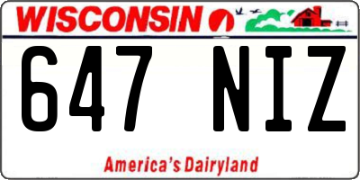 WI license plate 647NIZ