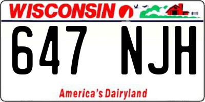WI license plate 647NJH