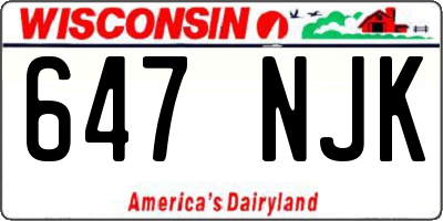 WI license plate 647NJK