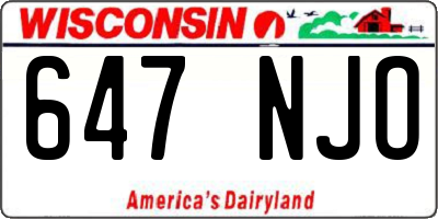 WI license plate 647NJO