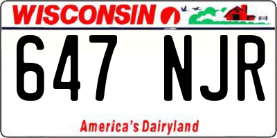 WI license plate 647NJR