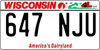 WI license plate 647NJU