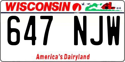 WI license plate 647NJW