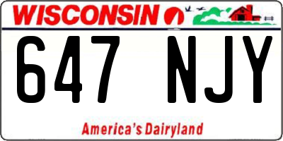 WI license plate 647NJY