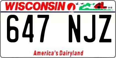 WI license plate 647NJZ