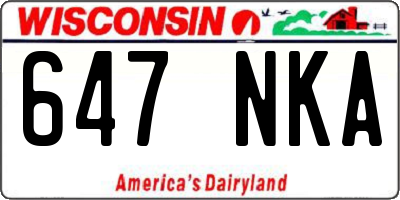 WI license plate 647NKA