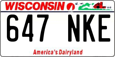 WI license plate 647NKE