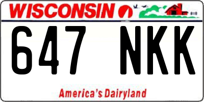 WI license plate 647NKK