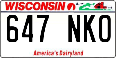 WI license plate 647NKO