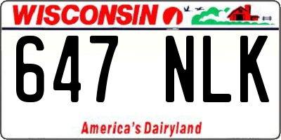 WI license plate 647NLK