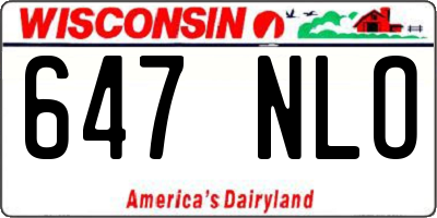 WI license plate 647NLO