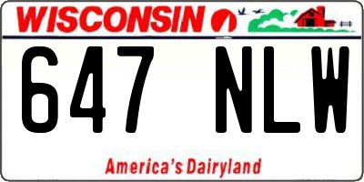 WI license plate 647NLW