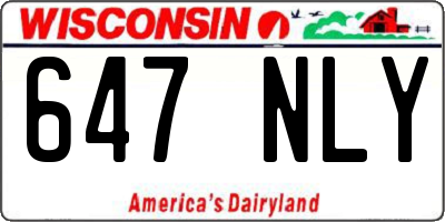 WI license plate 647NLY